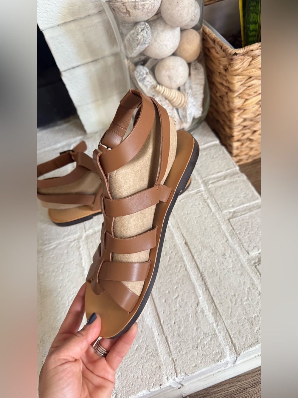 Zara Brown Genuine Leather Gladiator Fisherman Sandals EU 39 Fits 38 - Picture 6 of 9
